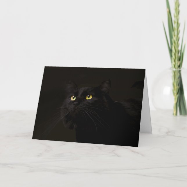 Carte d'anniversaire de chat noir par point pour u (Devant)