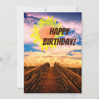 Carte d'anniversaire de chemin de plage