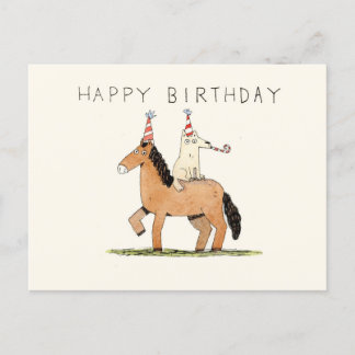 carte d'anniversaire de cheval et de chien
