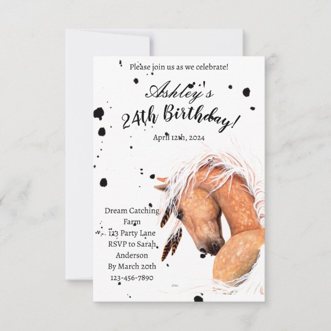 Carte d'anniversaire de cheval Palomino par Amylyn (Devant)