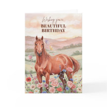 Carte d'anniversaire de cheval pour femmes