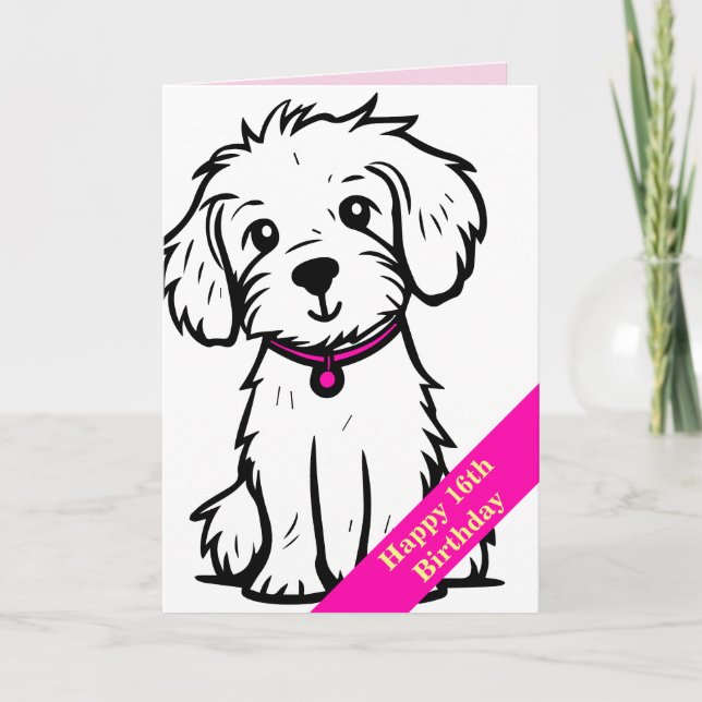 Carte d'anniversaire de chien, Bonne 16e carte d'a (Devant)
