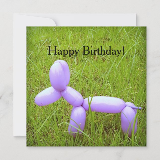Carte d'anniversaire de chien de ballon (avec enve (Devant)
