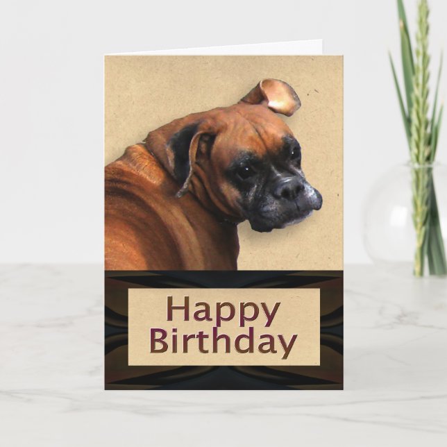 Carte d'anniversaire de chien de boxe (Devant)