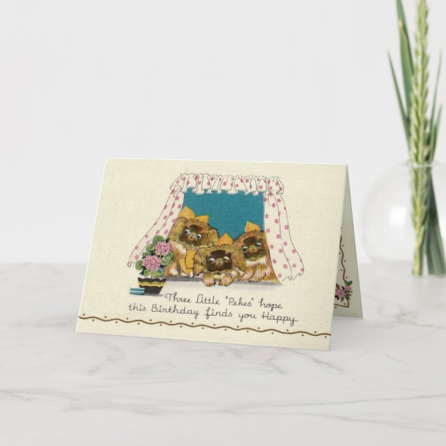 Carte d'anniversaire de chien de Pekingese (Devant)