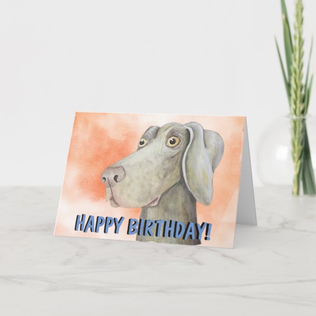 Carte d'anniversaire de chien de Weimaraner (Devant)