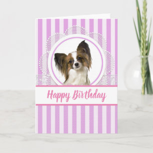 Carte d'anniversaire de chien Papillon Cute / Blan