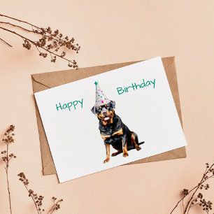 Carte d'anniversaire de chien Rottweiler mignon