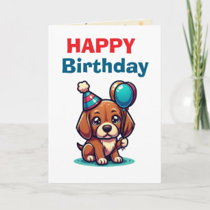 Carte d'anniversaire de chiot dessin animé - Moder