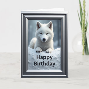 Carte d'anniversaire de chiot d'hiver