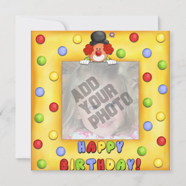Carte d'anniversaire de clown photo (Devant)