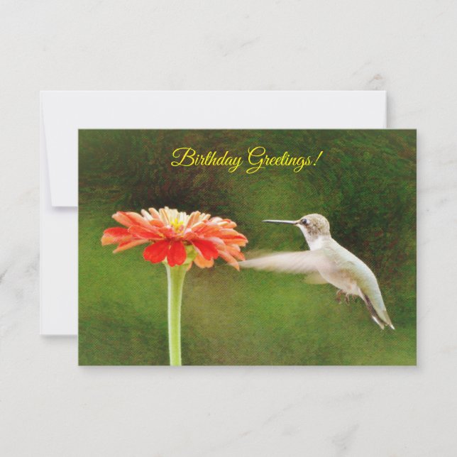 Carte d'anniversaire de colibri et de fleurs (Devant)