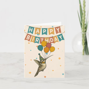 Carte d'anniversaire de colibri - Flying Party Bir