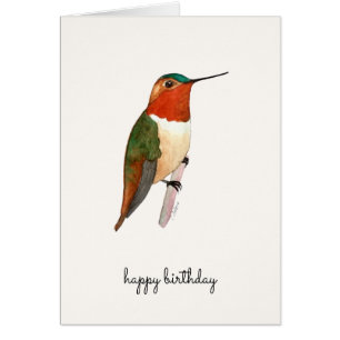 Carte d'anniversaire de colibri roux