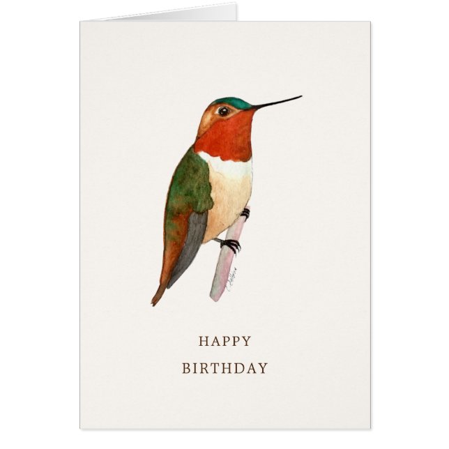 Carte d'anniversaire de colibri roux (Devant)