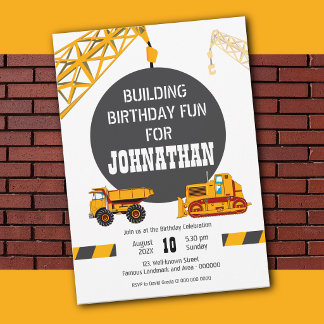 Carte d'anniversaire de construction pour garçons 