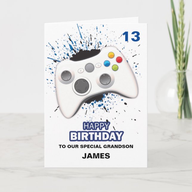 Carte d'anniversaire de contrôleur de jeu personna (Devant)