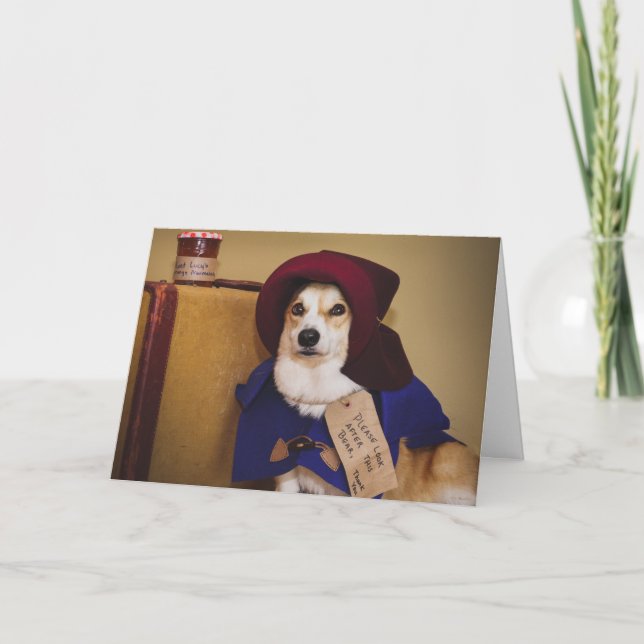 Carte d'anniversaire de corgi de Paddington (Devant)
