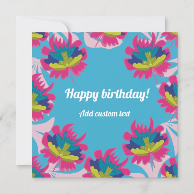 Carte d'anniversaire de couleur bleu tropical (Devant)