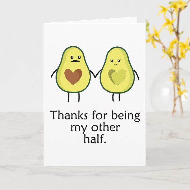 Carte d'anniversaire de couple Avocado mignonne (Fleur jaune)