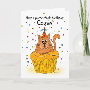 carte d'anniversaire de cousin avec chat cupcake g