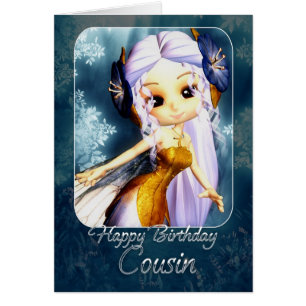 Carte d'anniversaire de cousin - fée bleue