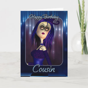 Carte d'anniversaire de Cousin - Moonis jolie poup