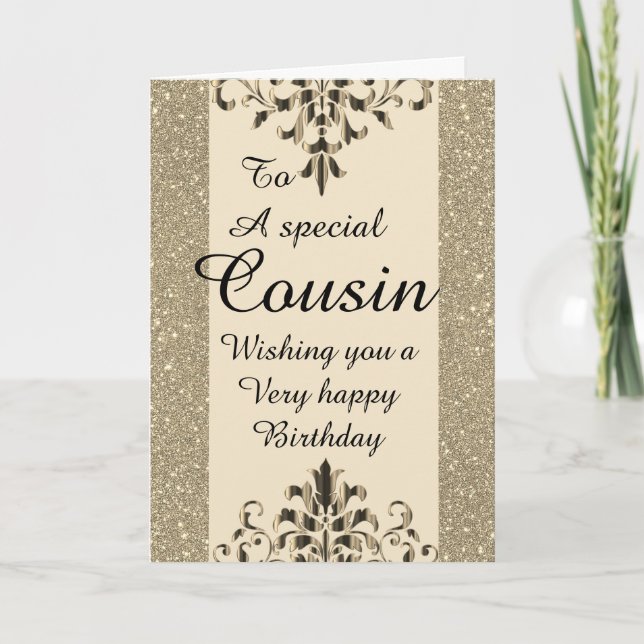 Carte d'anniversaire de cousine spéciale élégant (Devant)