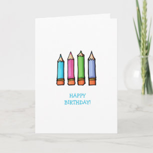 Carte d'anniversaire de crayons colorés