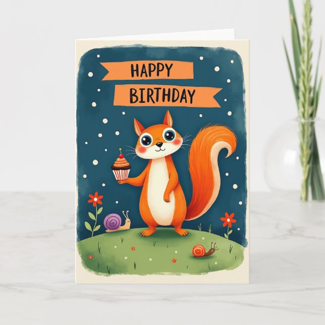 Carte d'anniversaire de créature orange (Devant)