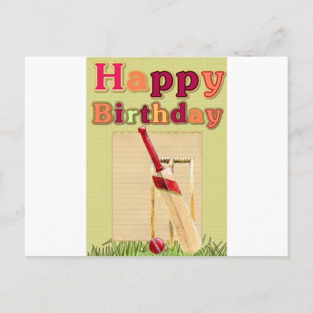 Carte d'anniversaire de cricket (Devant)