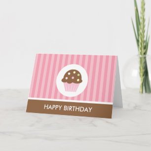 Carte d'anniversaire de Cupcake rose