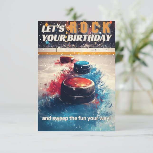 Carte d'anniversaire de curling (Debout devant)