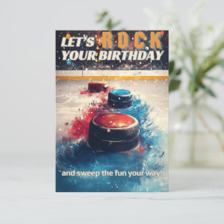 Carte d'anniversaire de curling