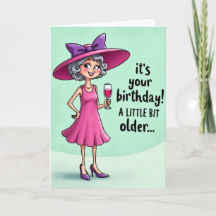 Carte d'anniversaire de dame enjouée