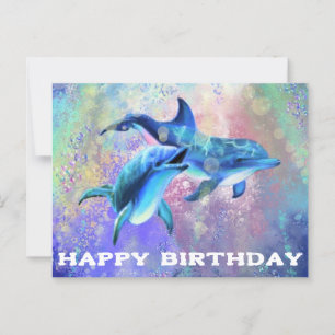 Carte d'anniversaire de dauphin avec des dauphins 