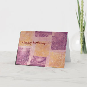 Carte d'anniversaire de design Carré violet et or