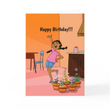 Carte d'anniversaire de design de fille heureuse