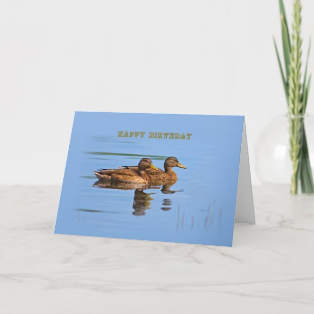 Carte d'anniversaire de deux canards (Devant)