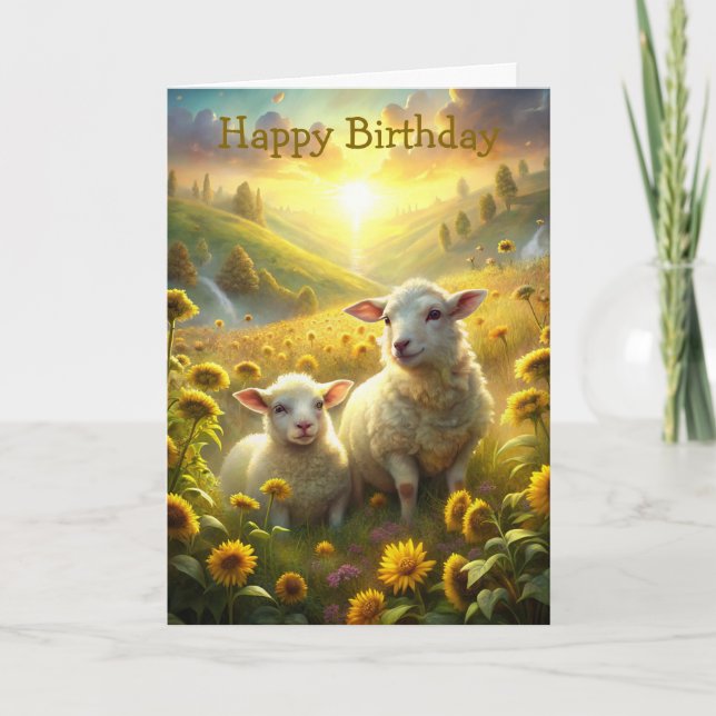 Carte d'anniversaire de deux moutons (Devant)