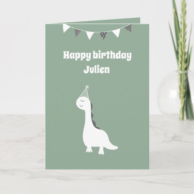 Carte d'anniversaire de dinosaure personnalisée (Devant)