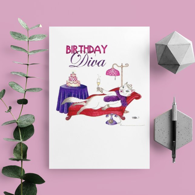 Carte d'anniversaire de diva d'anniversaire (Créateur téléchargé)