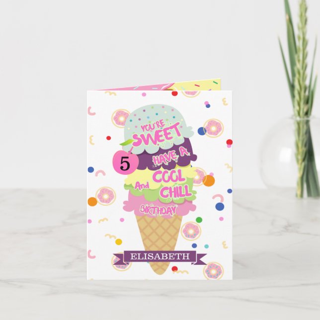 Carte d'Anniversaire de enfant de cône de glace am (Devant)