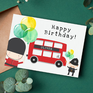 Carte d'Anniversaire de enfant du thème du bus de