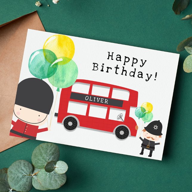 Carte d'Anniversaire de enfant du thème du bus de  (Créateur téléchargé)