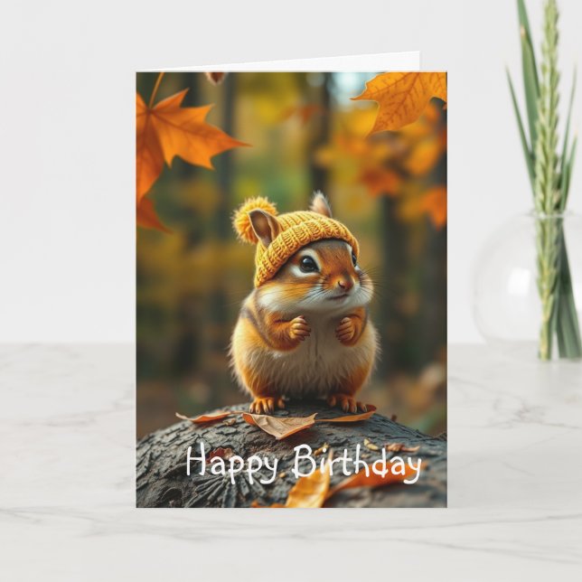 Carte d'anniversaire de Fall Chipmunk (Devant)
