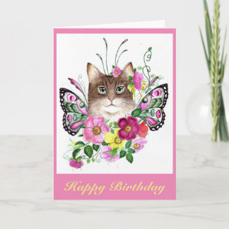 Carte d'anniversaire de fée rose sauvage