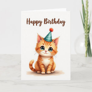 Carte d'anniversaire de félin souriant