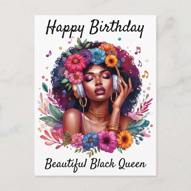 Carte d'anniversaire de femme noire (Devant)