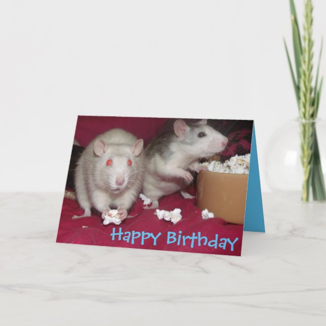 carte d'anniversaire de fête de rats (Devant)